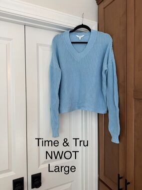 Light Blue V-Neck Sweater - Large
